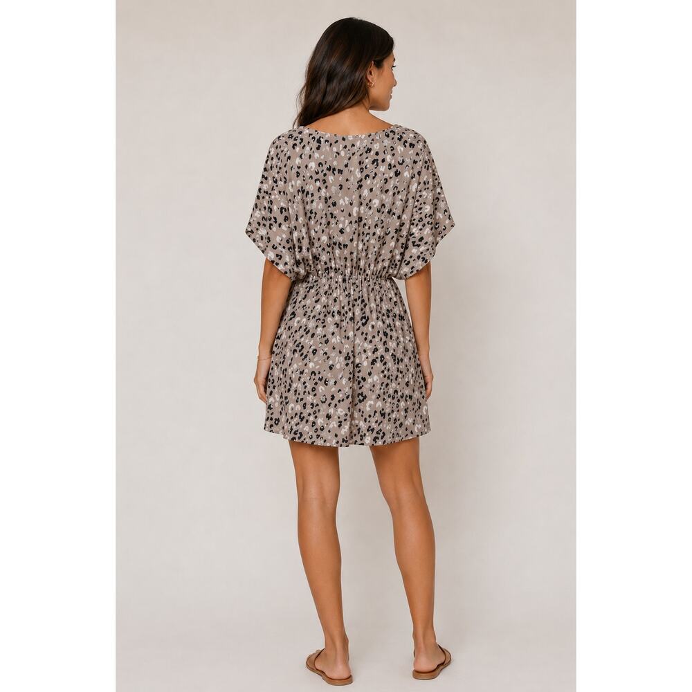 V-Neck Leopard Print Mini Dress MEDIUM - Picture 2 of 5